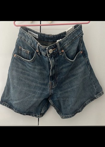 Kadın Mavi mom fit Kot Şort - Görsel 2