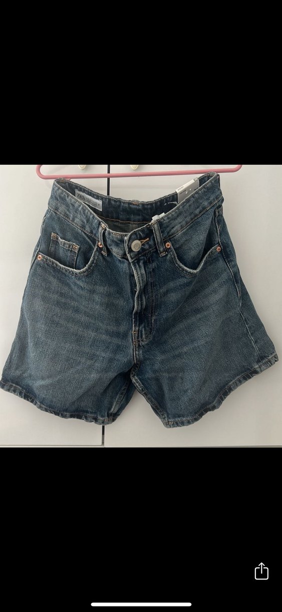 Kadın Mavi mom fit Kot Şort - Görsel 2