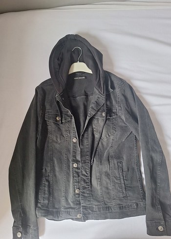 Gri Denim Ceket Kapüşonlu - Görsel 2