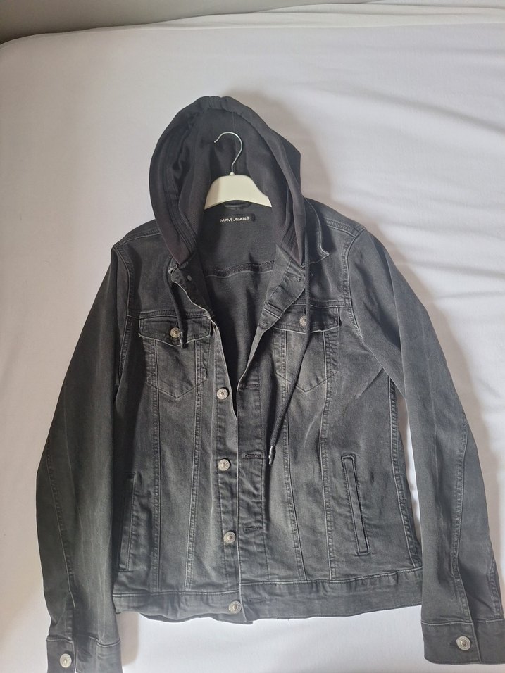 Gri Denim Ceket Kapüşonlu - Görsel 2