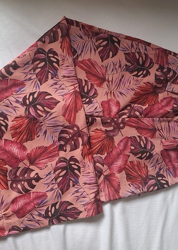 Kadın Pembe Desenli Bol Kesim Pilili Pantolon - Görsel 2