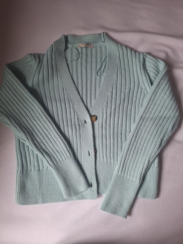 Gri Örgü Kadın Hırka - Görsel 2