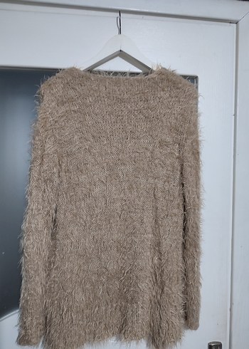 Bej Tüylü Midi Kadın Hırka - Görsel 3