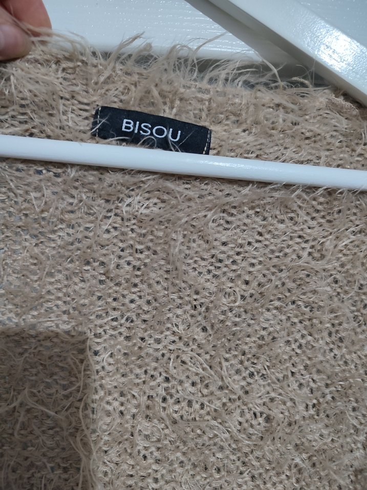 Bej Tüylü Midi Kadın Hırka - Görsel 5