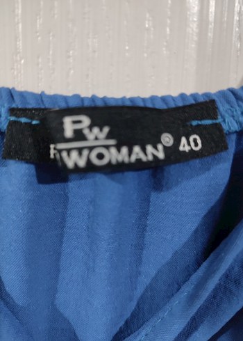 Mavi V Yaka Drapeli Uzun Elbise - Görsel 8