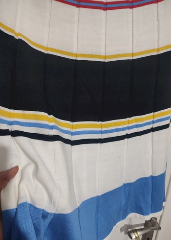 Çizgili Pilili Kadın Uzun Etek - Görsel 4