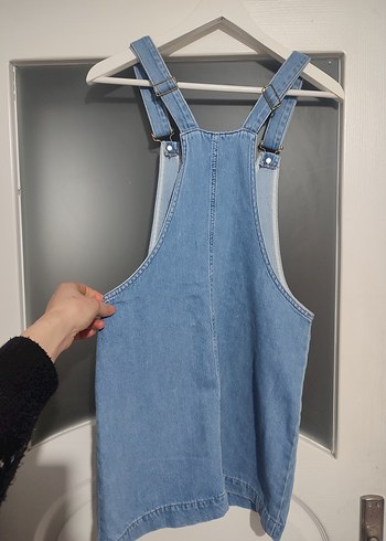 Fermuarlı Mavi Denim Mini Tulum - Görsel 5