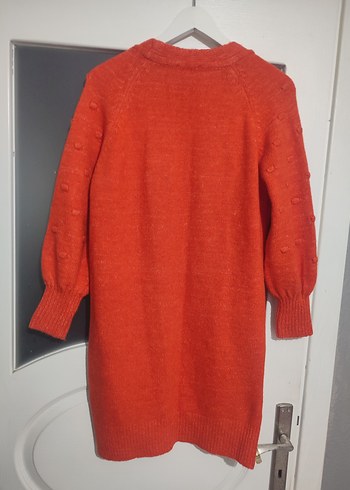 Kırmızı Örgü Kadın Midi Hırka - Görsel 4