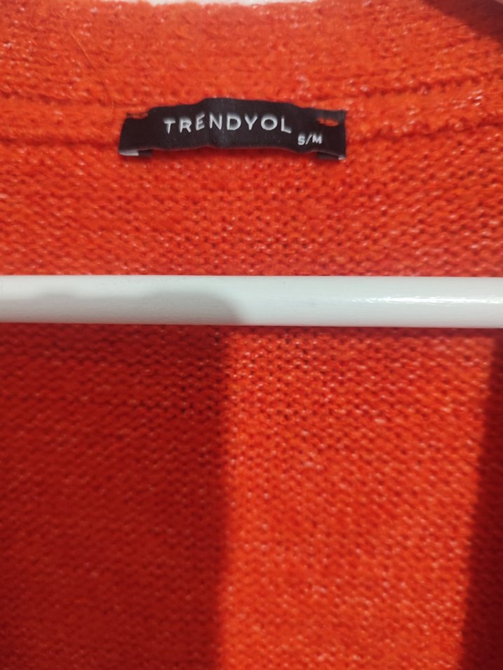 Kırmızı Örgü Kadın Midi Hırka - Görsel 5