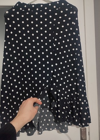 Puantiye Desenli Siyah Hamile Midi Etek - Görsel 3