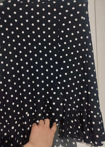 Puantiye Desenli Siyah Hamile Midi Etek - Görsel 2