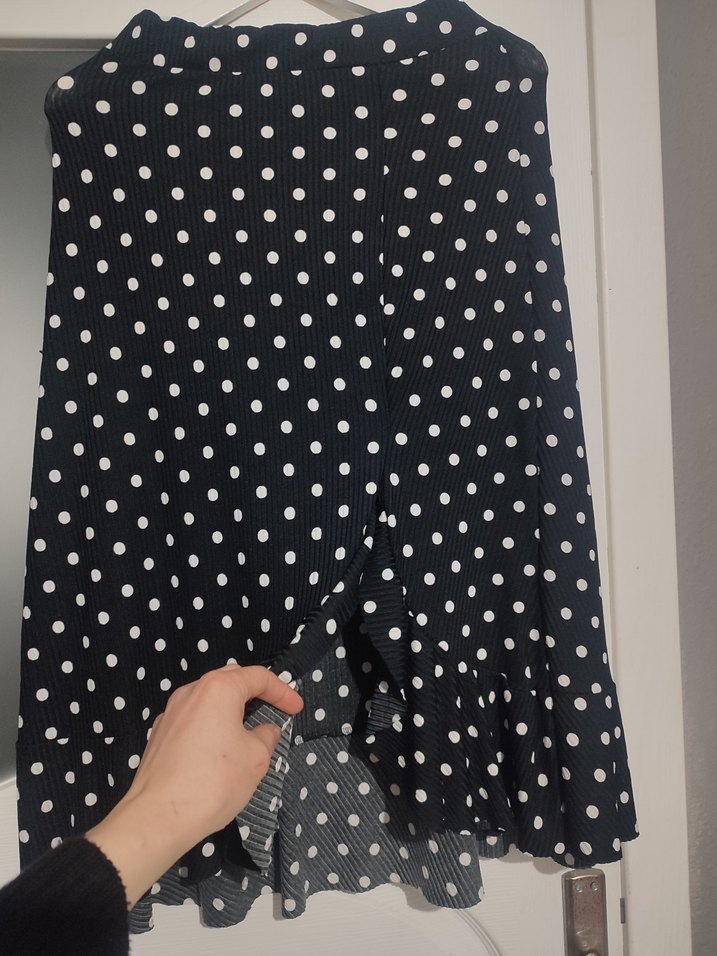 Puantiye Desenli Siyah Hamile Midi Etek - Görsel 3