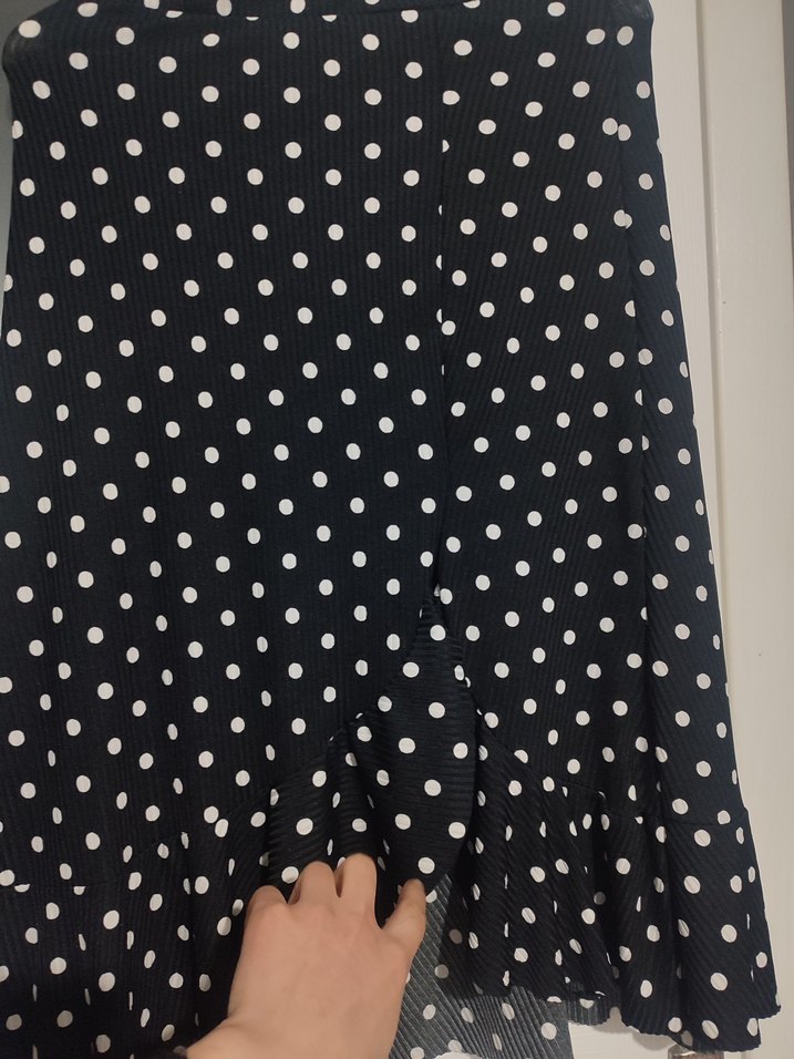 Puantiye Desenli Siyah Hamile Midi Etek - Görsel 2