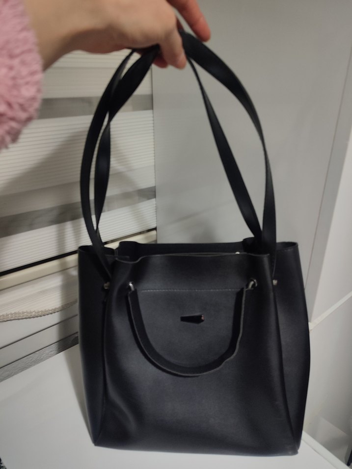 Siyah Deri Kadın Çanta Tokalı - Görsel 5