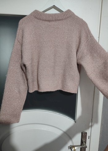 Bej Örgü Simli Kadın Kazak - Görsel 3