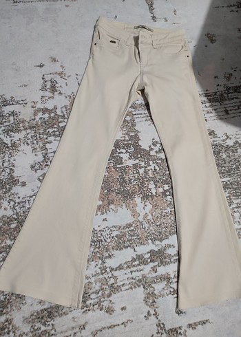 Bej Kadın Midi Boy Pamuk Pantolon - Görsel 3