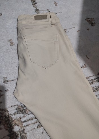 Bej Kadın Midi Boy Pamuk Pantolon - Görsel 4