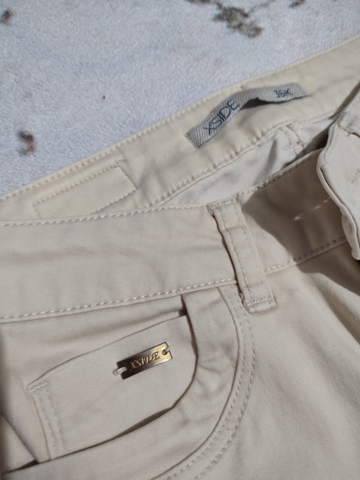 Bej Kadın Midi Boy Pamuk Pantolon - Görsel 5