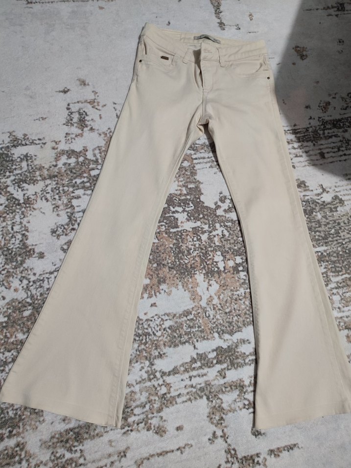 Bej Kadın Midi Boy Pamuk Pantolon - Görsel 3