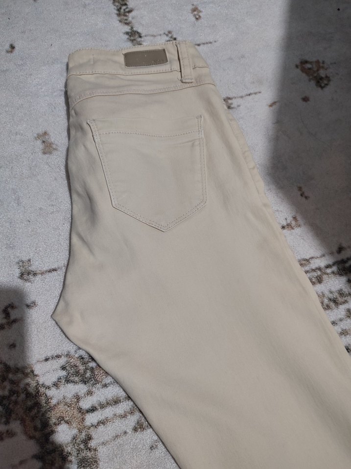 Bej Kadın Midi Boy Pamuk Pantolon - Görsel 4