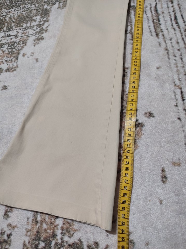 Bej Kadın Midi Boy Pamuk Pantolon - Görsel 2