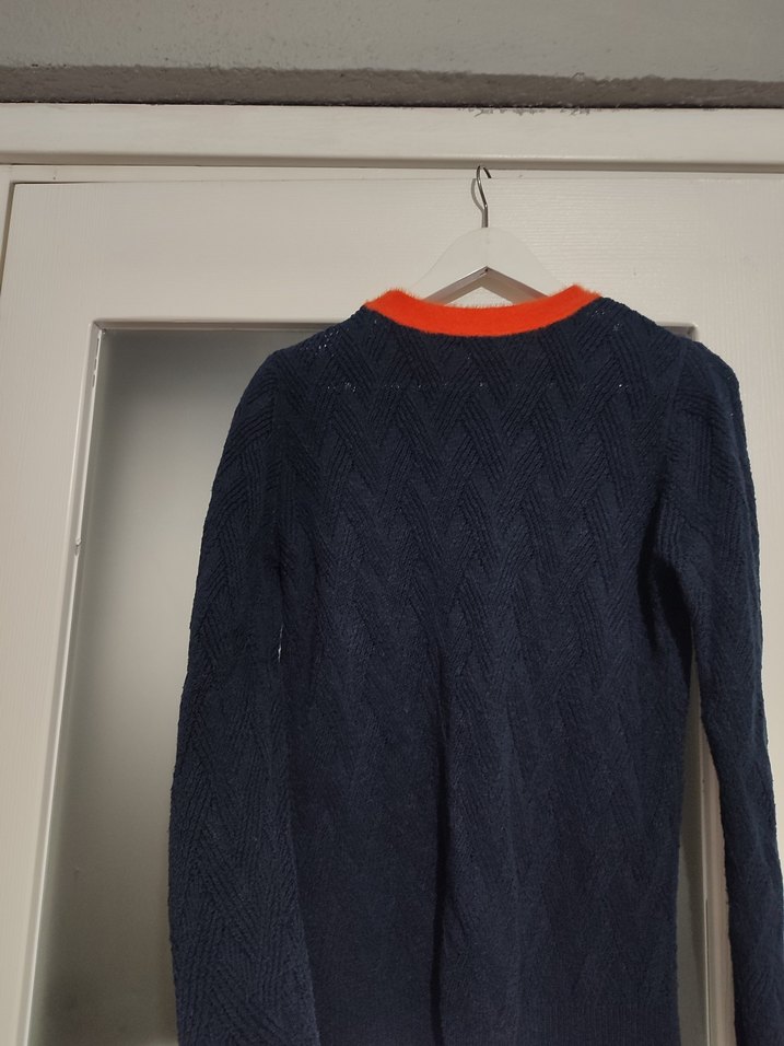 Uzun Kollu Mavi Triko Kadın Kazak - Görsel 3