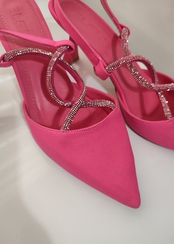 Pembe Yılan Desenli Stiletto Topuklu Kadın Ayakkabı - Görsel 3