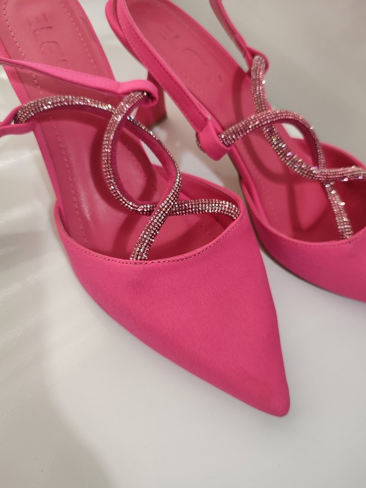 Pembe Yılan Desenli Stiletto Topuklu Kadın Ayakkabı - Görsel 3