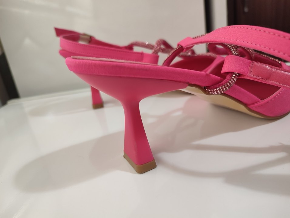 Pembe Yılan Desenli Stiletto Topuklu Kadın Ayakkabı - Görsel 2