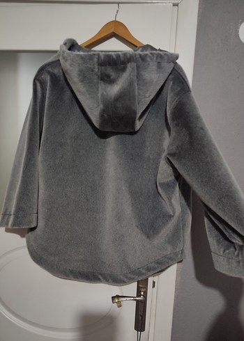 Gri Düğmeli Kadın Midi Mont - Görsel 5