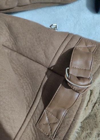 Kürklü Bej Süet Kısa Kadın Ceket - Görsel 8