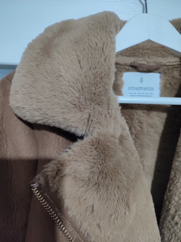 Kürklü Bej Süet Kısa Kadın Ceket - Görsel 2