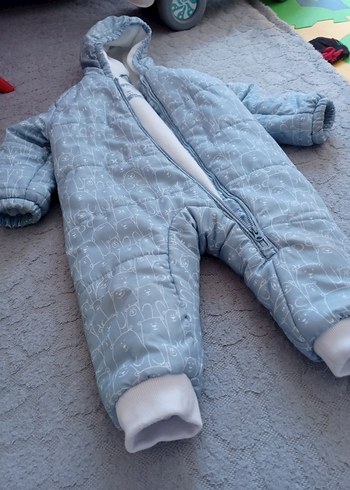 Gri Bebek Erkek Polar Tulum Kapüşonlu - Görsel 3