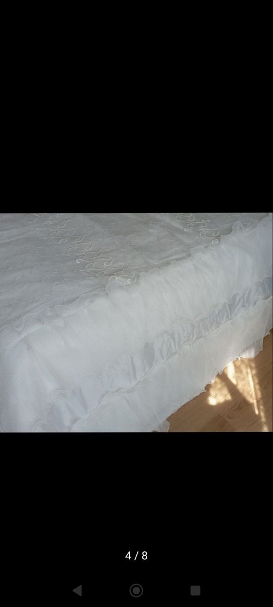 İşlemeli Beyaz Yatak Örtüsü - Görsel 4