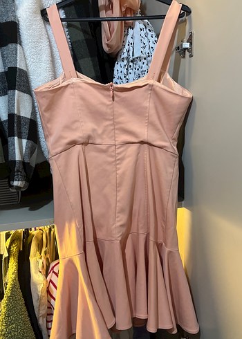 Pembe mini Kadın Elbise Fırfırlı - Görsel 2