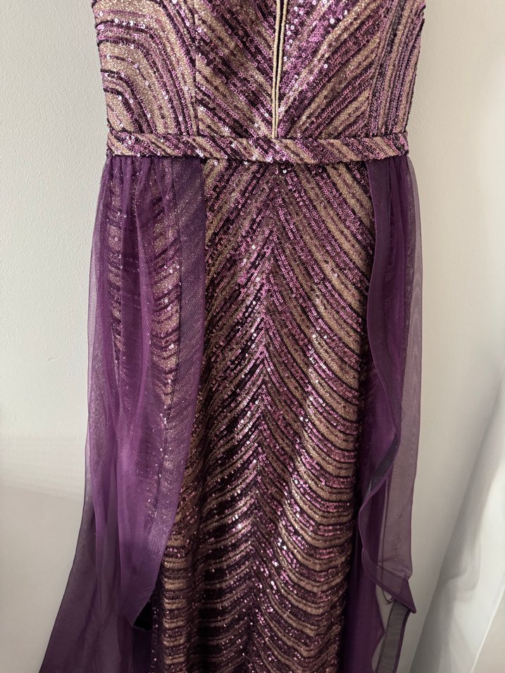 Mor Straplez Uzun Abiye Elbise - Görsel 3