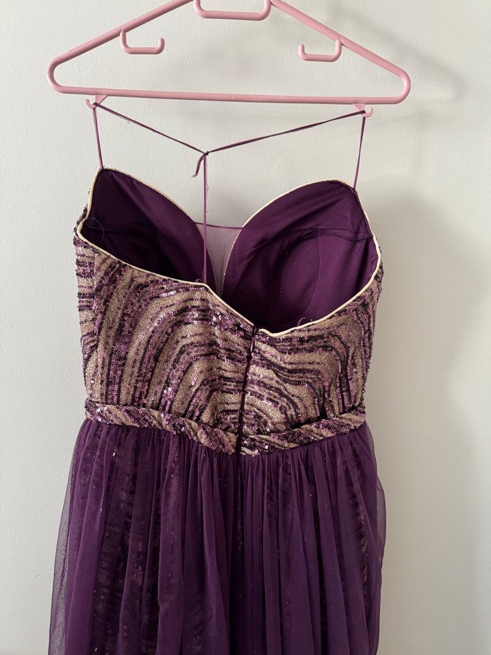 Mor Straplez Uzun Abiye Elbise - Görsel 4