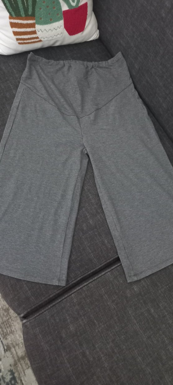 Gri Kadın Midi Kumaş Hamile kapri - Görsel 2