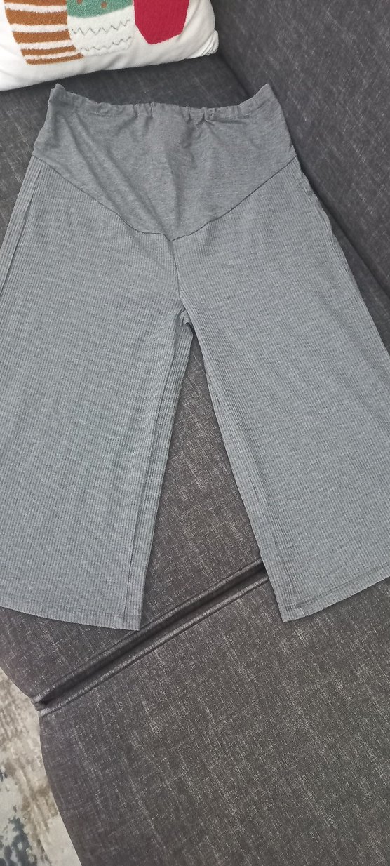 Gri Kadın Midi Kumaş Hamile kapri - Görsel 3