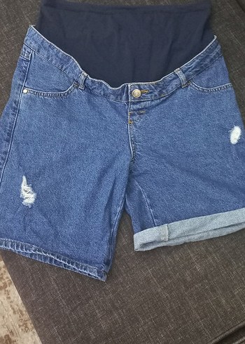 Düğmeli Hamile Kot Şort, Rahat Kesim - Görsel 2