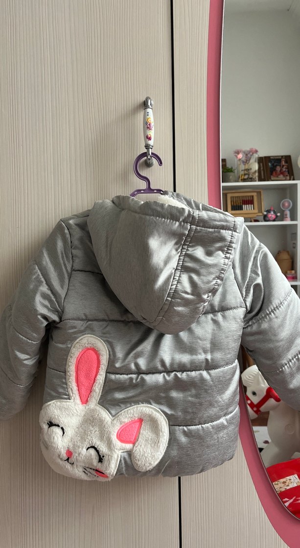 Kız Çocuk Gri Fermuarlı Mont - Görsel 2