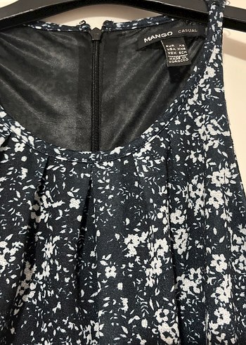 Lacivert Desenli Midi Kolsuz Elbise - Görsel 3