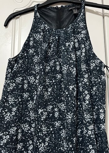 Lacivert Desenli Midi Kolsuz Elbise - Görsel 2