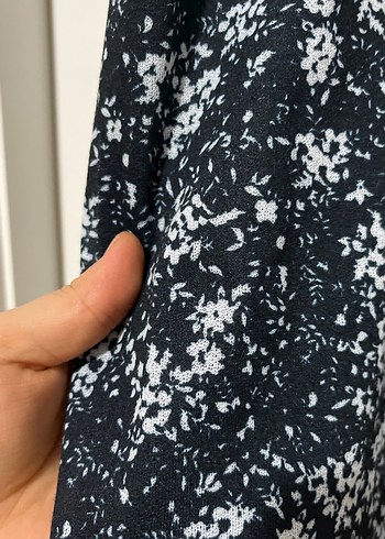 Lacivert Desenli Midi Kolsuz Elbise - Görsel 4