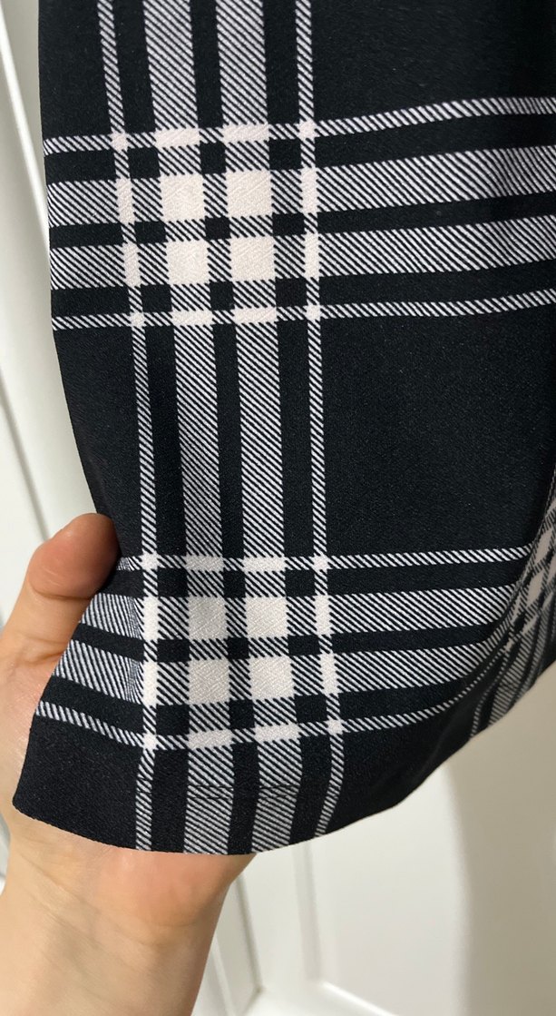 Uzun Kollu Ekose Midi Elbise - Görsel 3