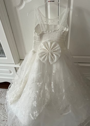 Kız Çocuk Beyaz Dantel İşlemeli gelinlik - Görsel 2