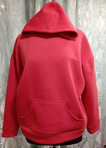 Kırmızı Kapüşonlu Kadın Sweatshirt - Görsel 2