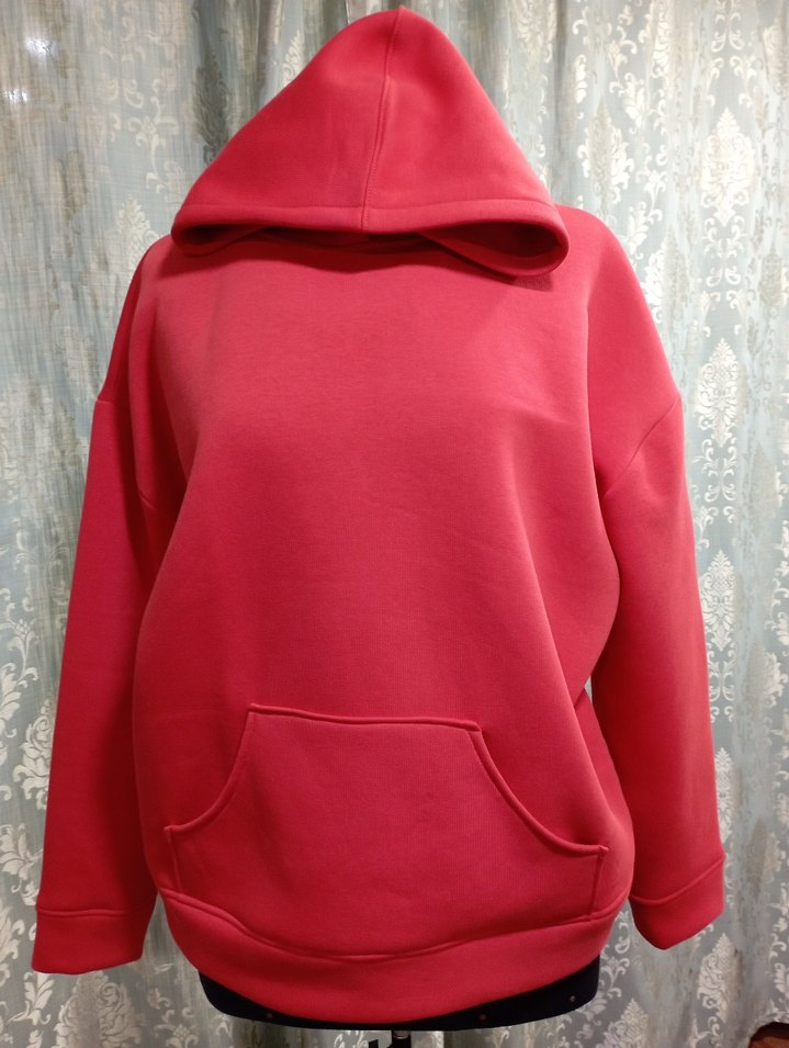 Kırmızı Kapüşonlu Kadın Sweatshirt - Görsel 2