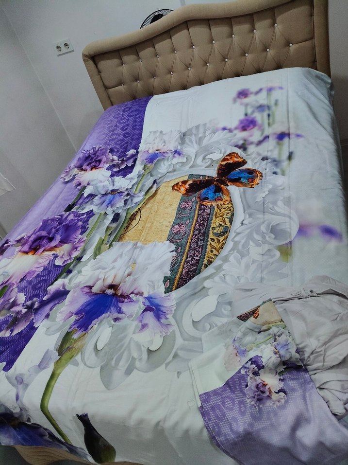 Çok Renkli Baskılı Gri Nevresim Takımı - Görsel 3