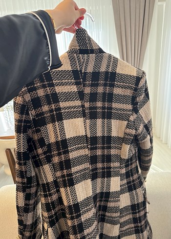 Düğmeli Kahverengi Ekose Midi Kadın Kaban - Görsel 2